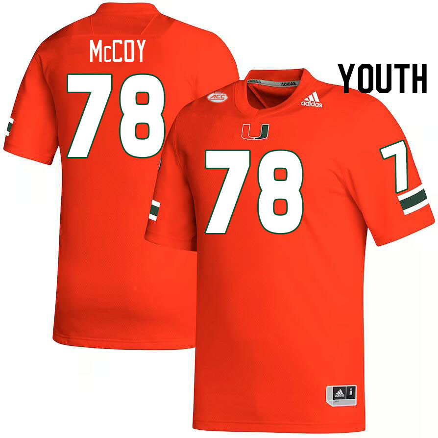 Youth #78 Matthew McCoy Miami Hurricanes College Football Jerseys Stitched-Orange - Click Image to Close